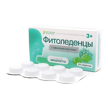 Фитоледенцы с эфинрными маслами со вкусом эвкалипта.